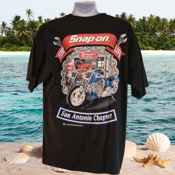 Gildan Shirt Mens XL Snap On Tools Logo Black 100% Cotton T Shirt Canada Made - Picture 2 of 10